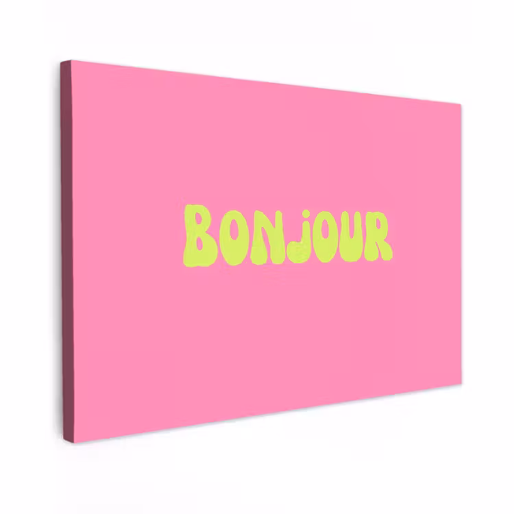 Canvas schilderij - Roze - Groene - Bonjour - Organisch — 1