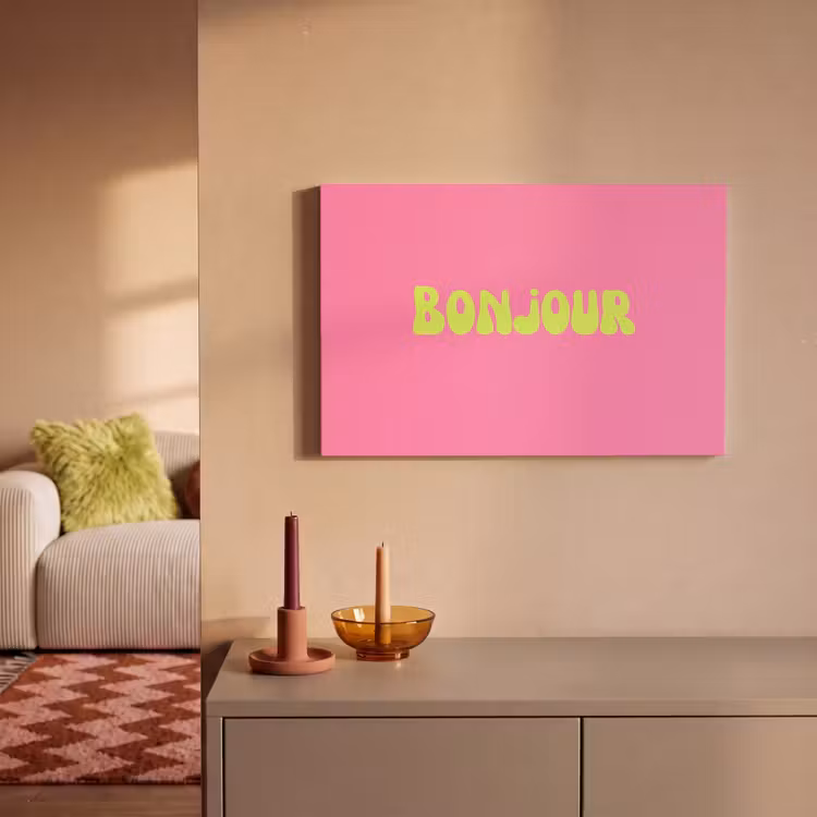 Canvas schilderij - Roze - Groene - Bonjour - Organisch — 2
