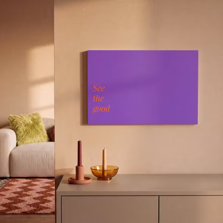 Canvas schilderij - See the good - Oranje - Paars — 2