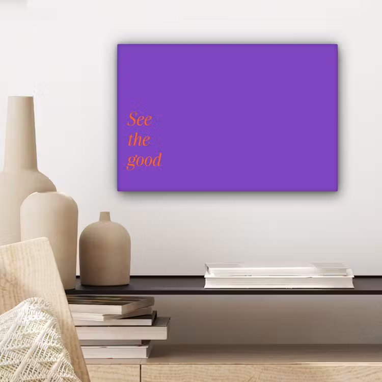 Canvas schilderij - See the good - Oranje - Paars — 5