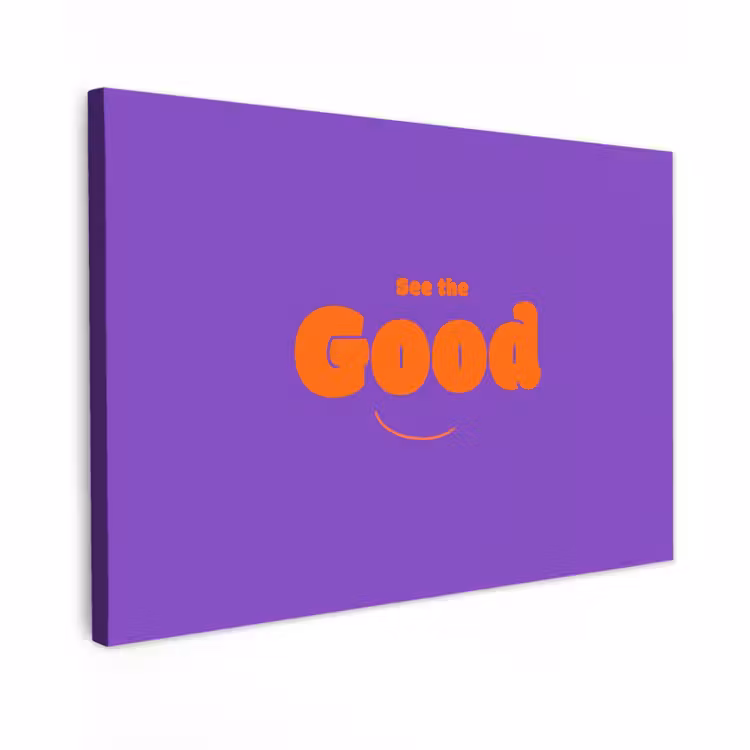 Canvas schilderij - See the good - Oranje - Paars - Smiley — 1
