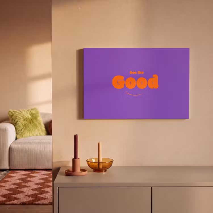 Canvas schilderij - See the good - Oranje - Paars - Smiley — 2