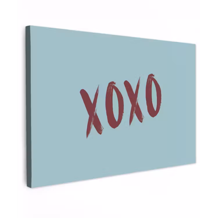 Canvas schilderij - XOXO - Blauw - Rood — 1