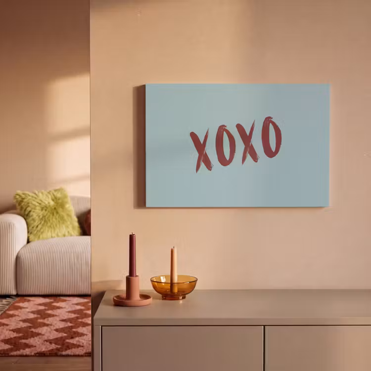 Canvas schilderij - XOXO - Blauw - Rood — 2