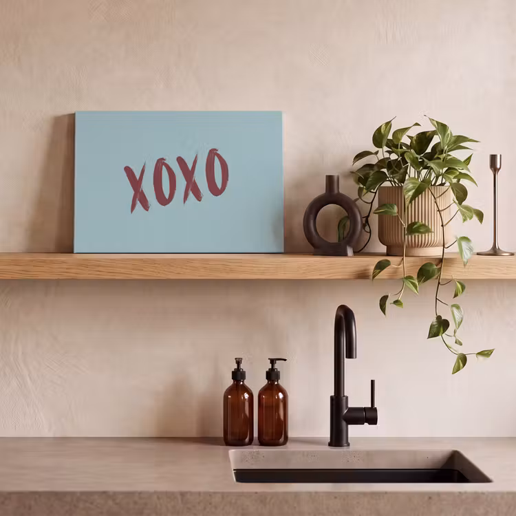 Canvas schilderij - XOXO - Blauw - Rood — 3