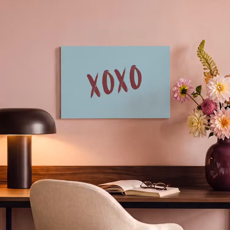 Canvas schilderij - XOXO - Blauw - Rood — 4