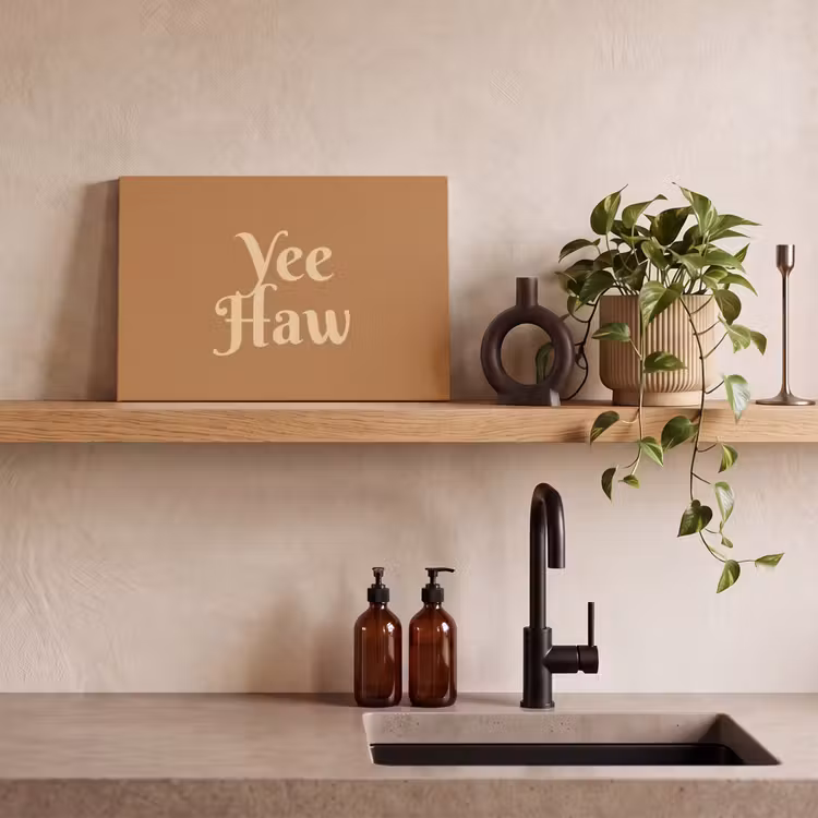 Canvas schilderij - Yee haw - Bruin - Minimalistisch — 3