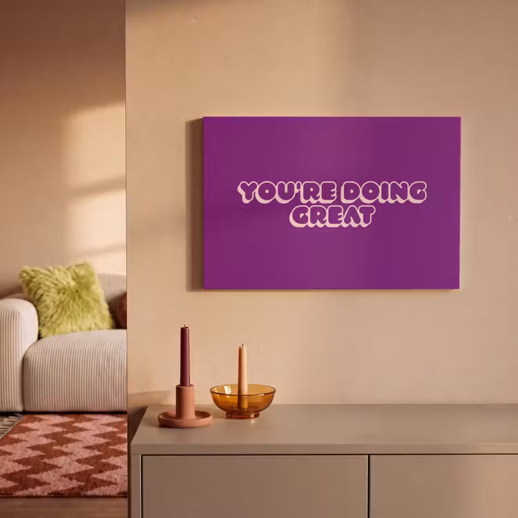 Canvas schilderij - You're doing great - Paars - Bubble letters — 2