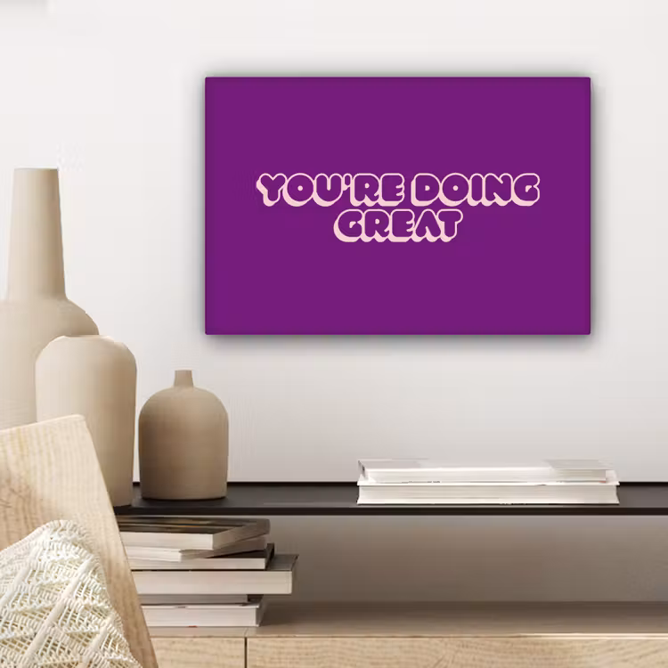 Canvas schilderij - You're doing great - Paars - Bubble letters — 5