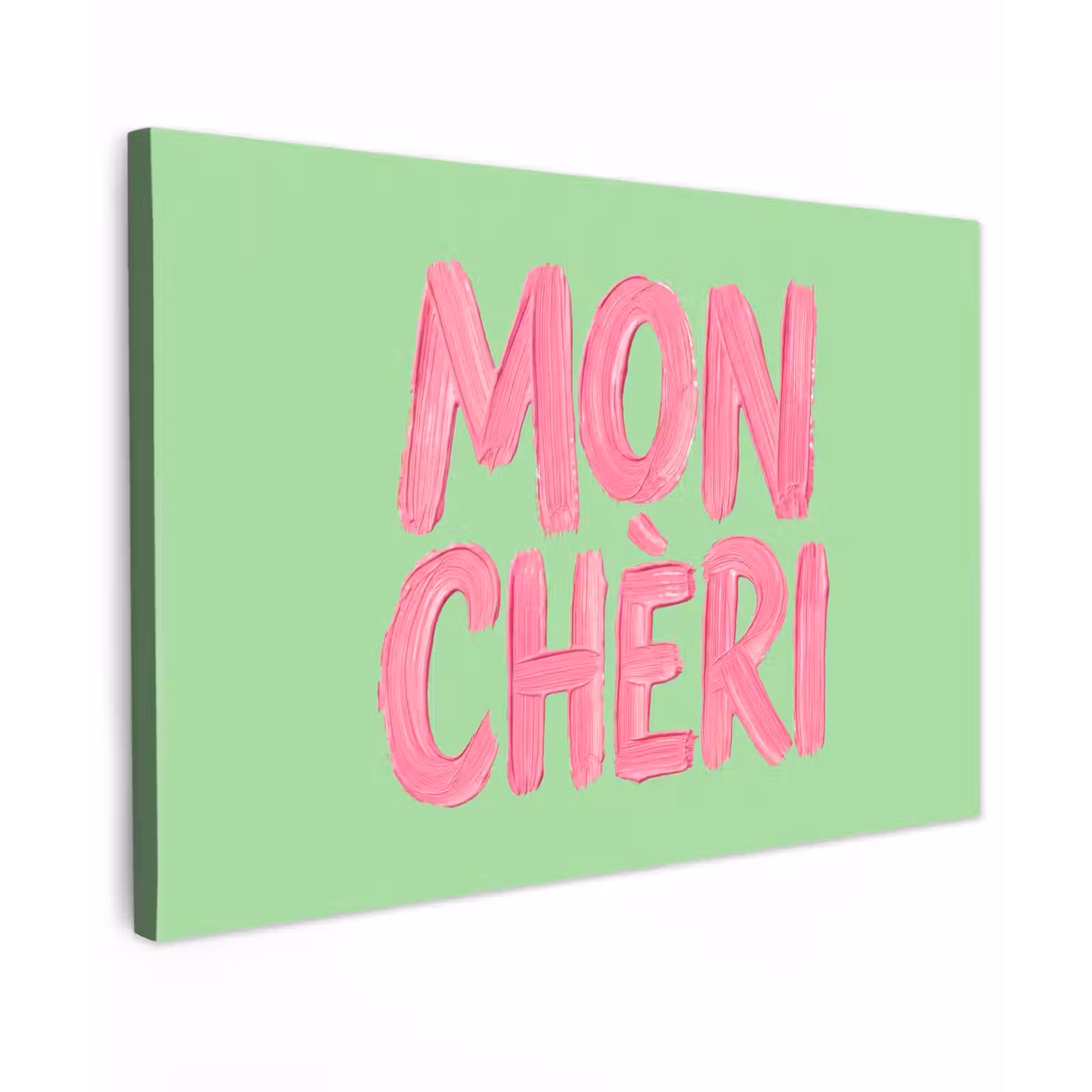 Canvas schilderij - Mon cheri - Groen - Roze — 1