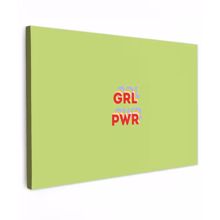 Canvas schilderij - Grl pwr - Groen - Rood - 3D — 1