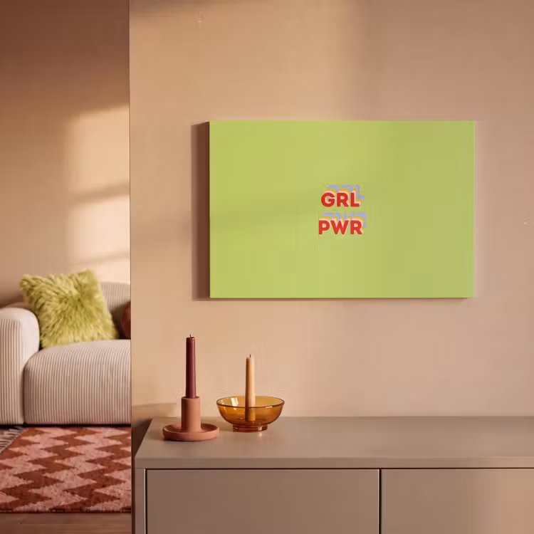Canvas schilderij - Grl pwr - Groen - Rood - 3D — 2