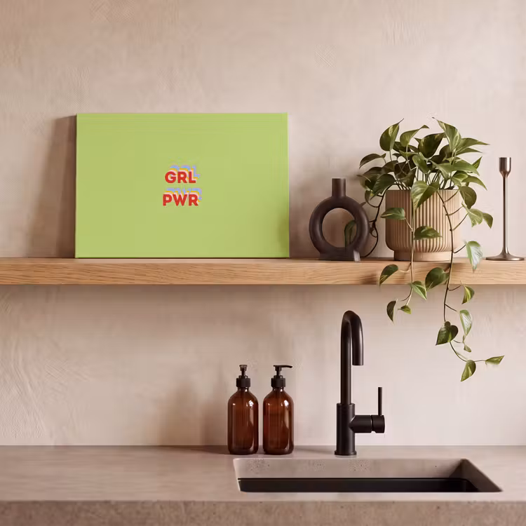 Canvas schilderij - Grl pwr - Groen - Rood - 3D — 3