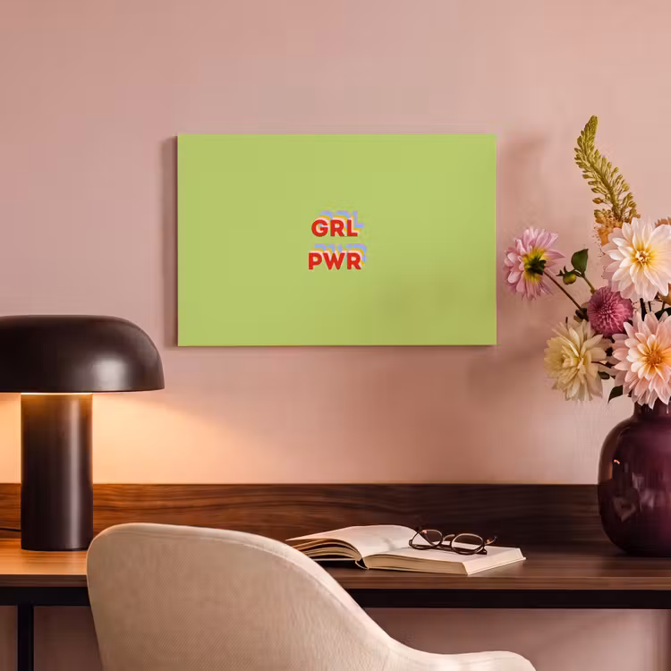 Canvas schilderij - Grl pwr - Groen - Rood - 3D — 4