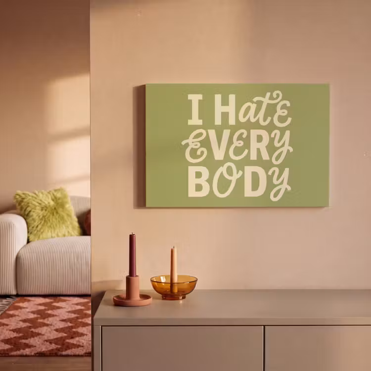 Canvas schilderij - I hate everybody - Groen - Retro — 2