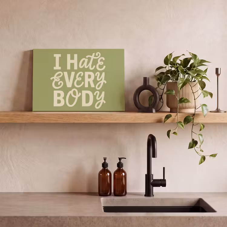 Canvas schilderij - I hate everybody - Groen - Retro — 3