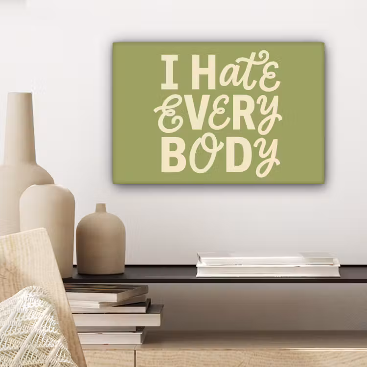 Canvas schilderij - I hate everybody - Groen - Retro — 5
