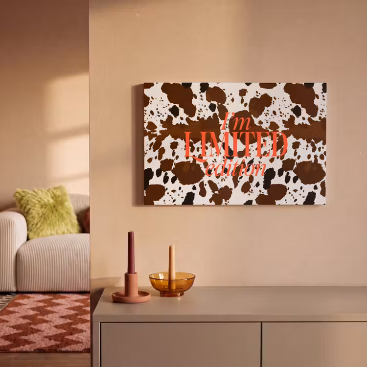 Canvas schilderij - Koeienprint - Limited edition - Rood — 2