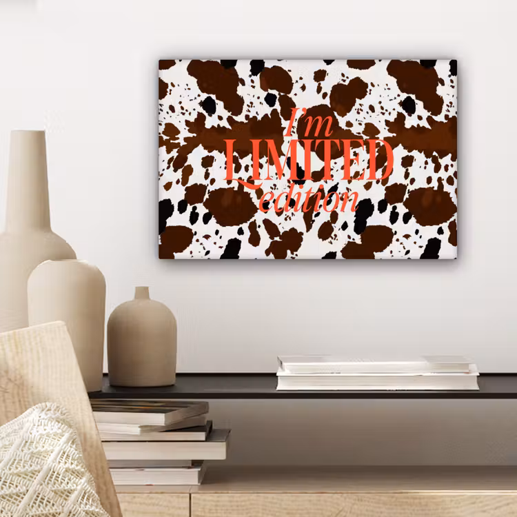 Canvas schilderij - Koeienprint - Limited edition - Rood — 5