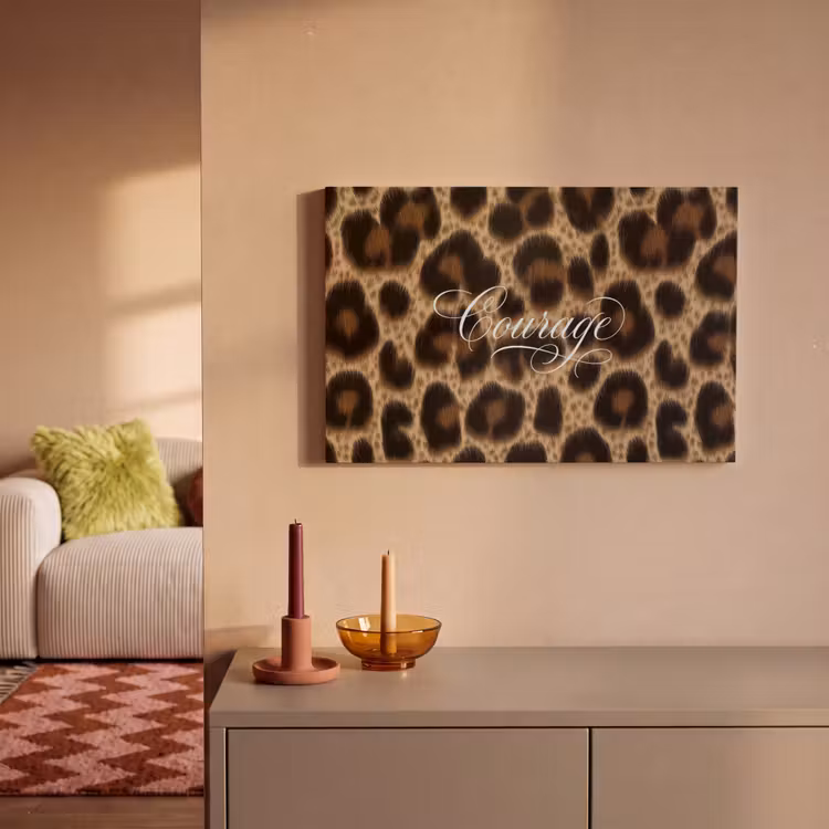 Canvas schilderij - Luipaardprint - Bruin - Courage - Sierlijk — 2