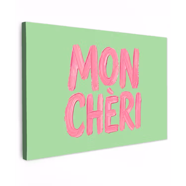 Canvas schilderij - Mon cheri - Groen - Roze — 1