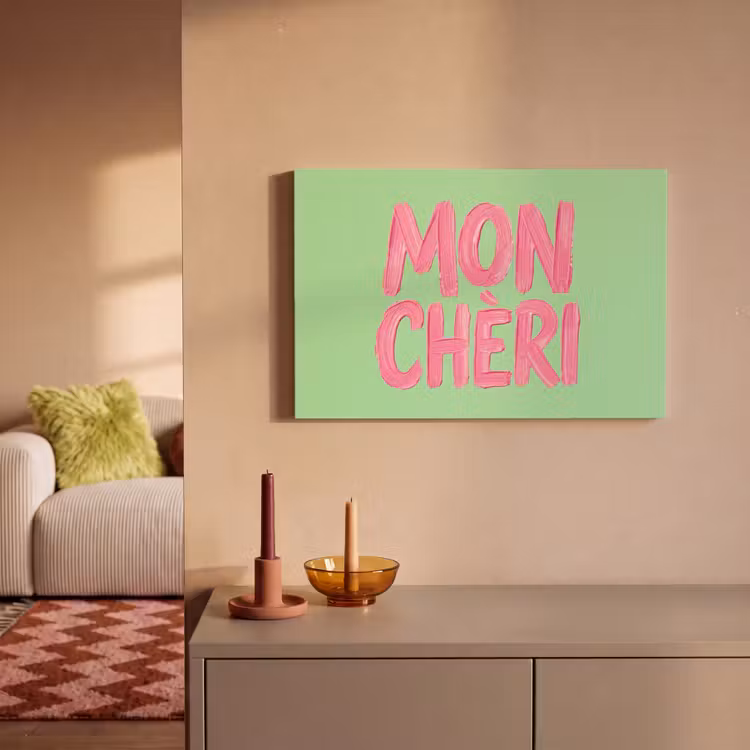 Canvas schilderij - Mon cheri - Groen - Roze — 2