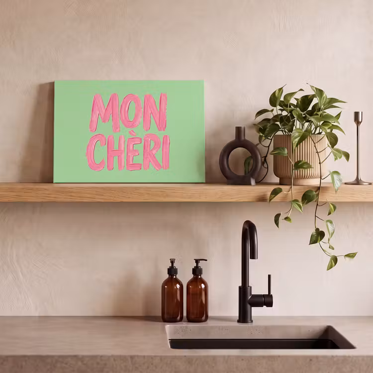 Canvas schilderij - Mon cheri - Groen - Roze — 3