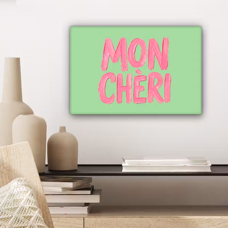Canvas schilderij - Mon cheri - Groen - Roze — 5