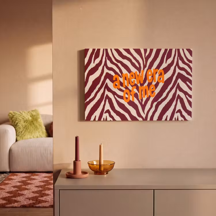 Canvas schilderij - New era - Bordeaux - Zebraprint — 2