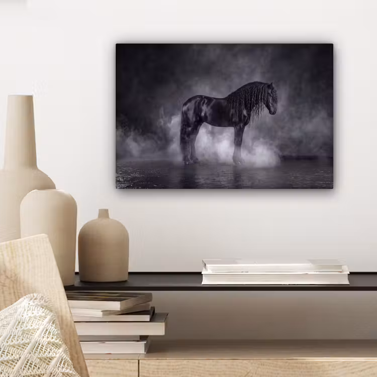 Canvas schilderij - Paard - Magisch - Zwart — 5