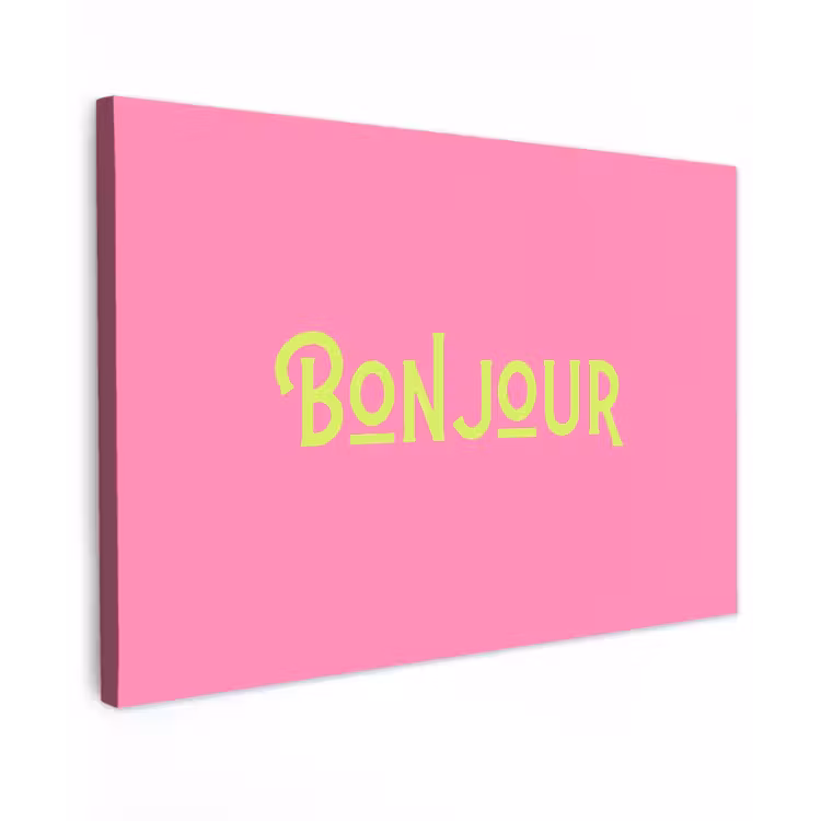 Canvas schilderij - Roze - Groen - Bonjour - Art — 1