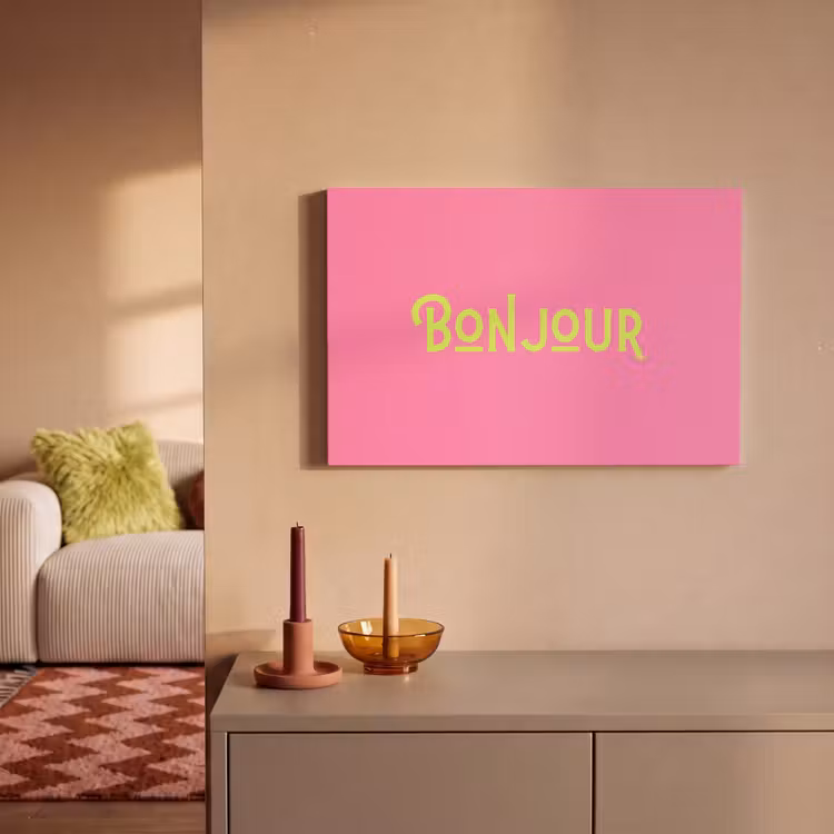 Canvas schilderij - Roze - Groen - Bonjour - Art — 2