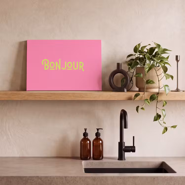 Canvas schilderij - Roze - Groen - Bonjour - Art — 3