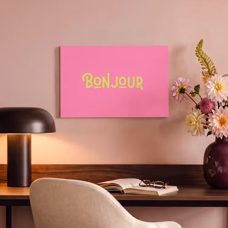 Canvas schilderij - Roze - Groen - Bonjour - Art — 4