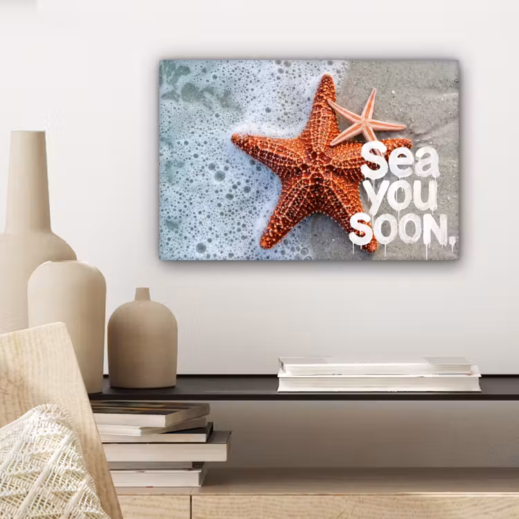 Canvas schilderij - Sea you soon - Zeester - Zee — 5