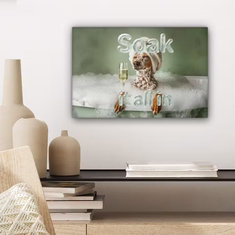 Canvas schilderij - Soak it all in - Hond - Bad — 5