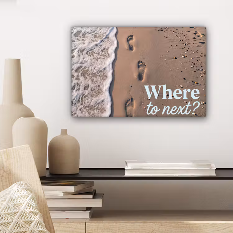 Canvas schilderij - Where to next - Strand - Voetstappen — 5