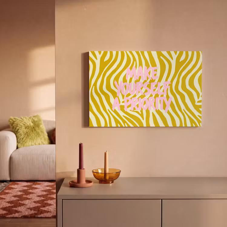 Canvas schilderij - Zebraprint - Priority - Roze — 2