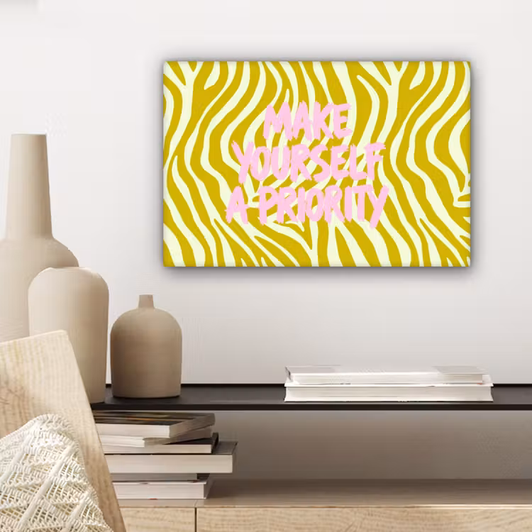 Canvas schilderij - Zebraprint - Priority - Roze — 5