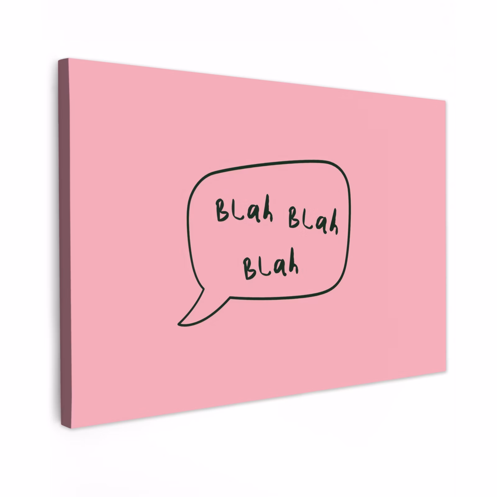 Canvas schilderij - Tekstwolkje - BLAH BLAH BLAH - Roze — 1