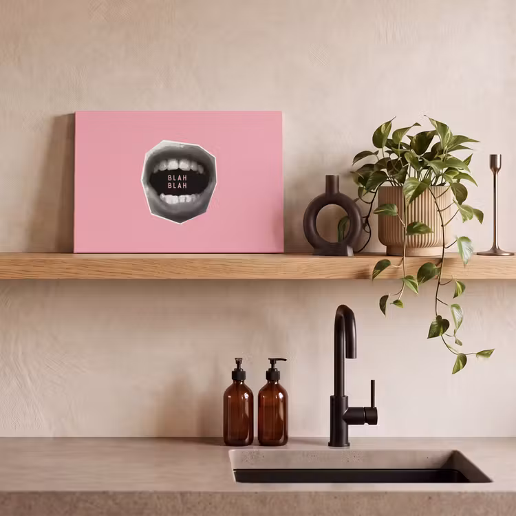Canvas schilderij - Mond - BLAH BLAH - Roze — 3