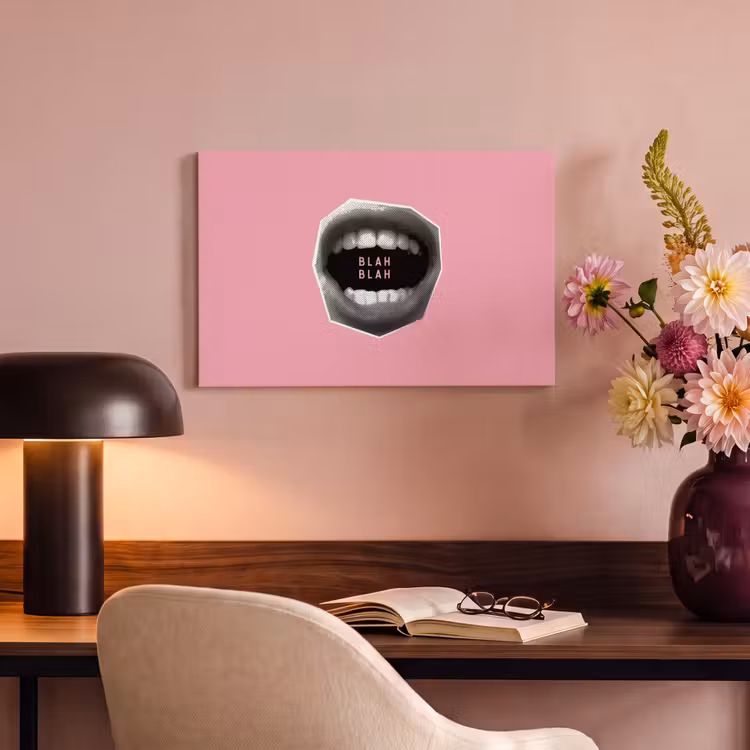 Canvas schilderij - Mond - BLAH BLAH - Roze — 4