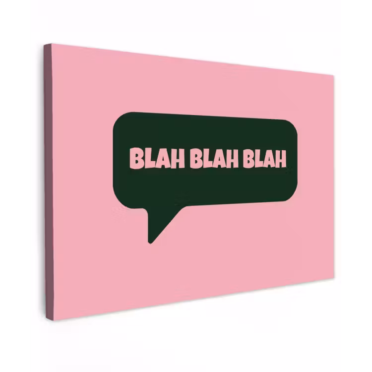 Canvas schilderij - Roze - Tekstwolk - Groen - BLAH BLAH BLAH — 1