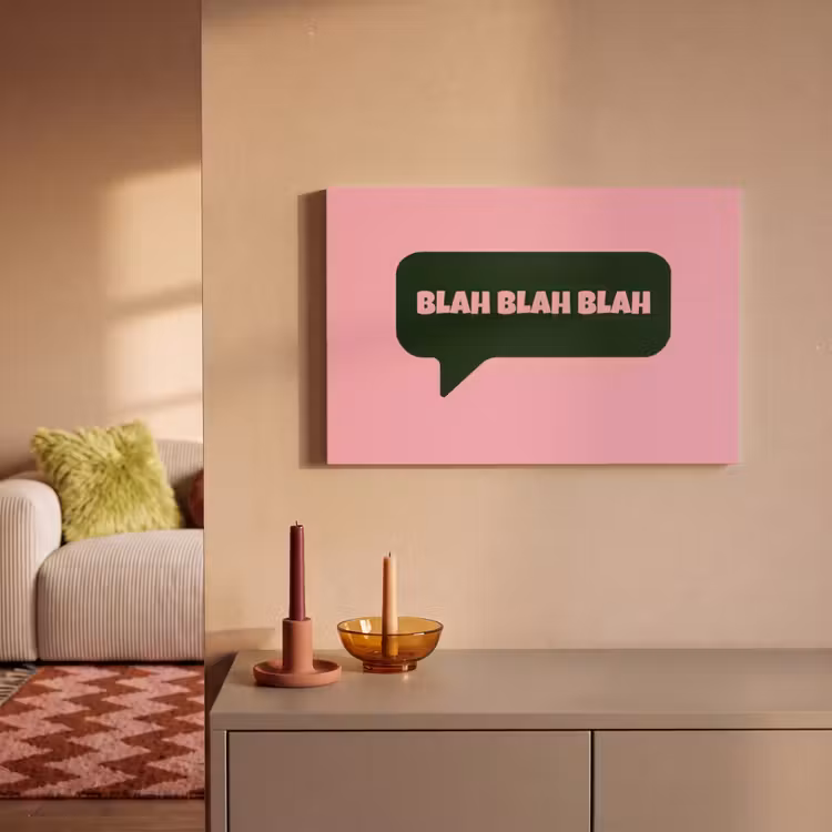 Canvas schilderij - Roze - Tekstwolk - Groen - BLAH BLAH BLAH — 2