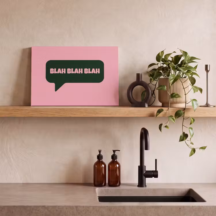 Canvas schilderij - Roze - Tekstwolk - Groen - BLAH BLAH BLAH — 3