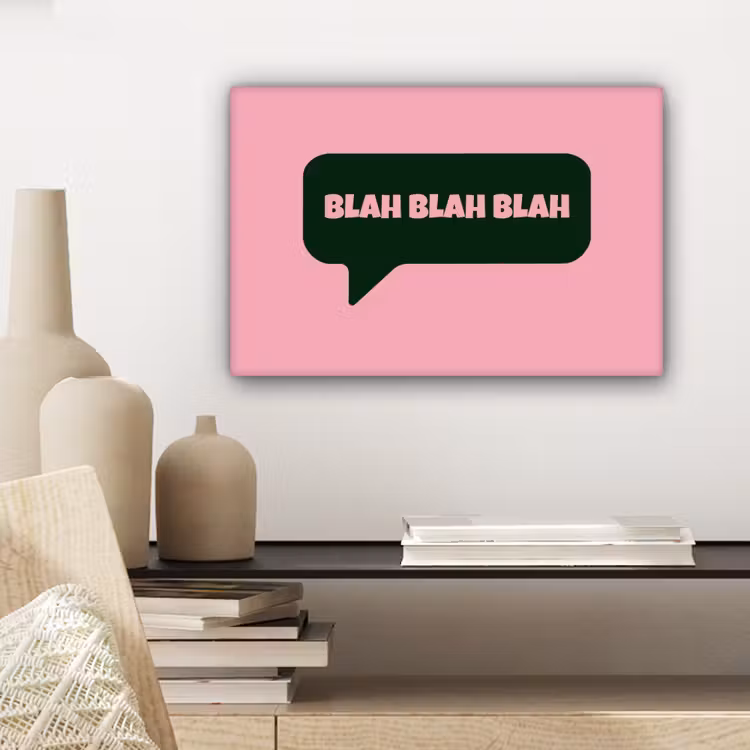 Canvas schilderij - Roze - Tekstwolk - Groen - BLAH BLAH BLAH — 5