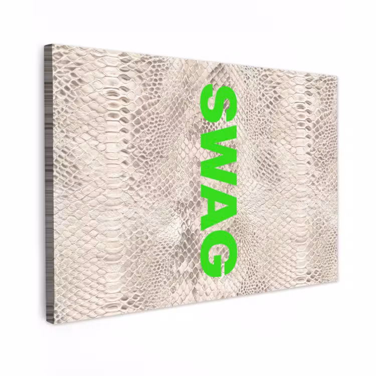 Canvas schilderij - Slangenprint - SWAG - Neon - Groen — 1