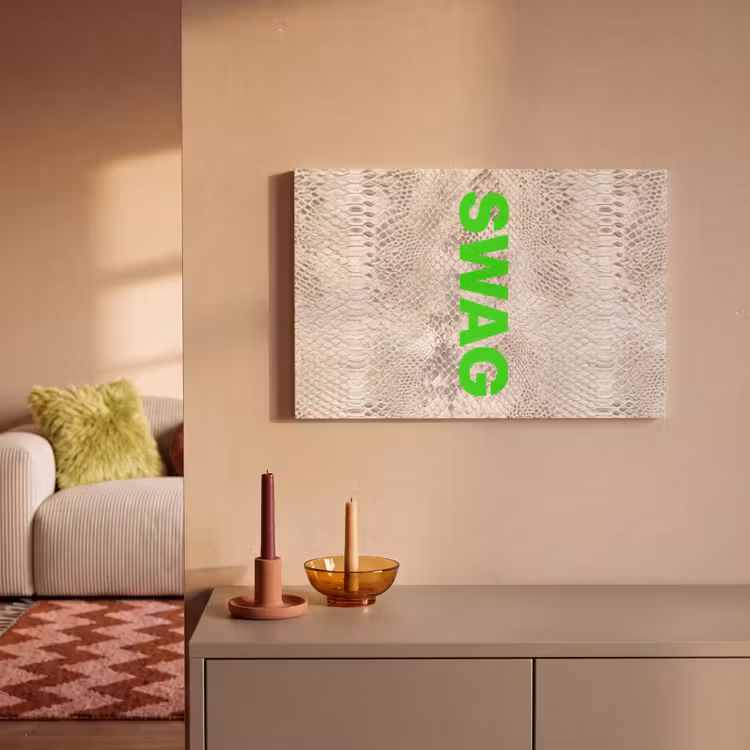 Canvas schilderij - Slangenprint - SWAG - Neon - Groen — 2