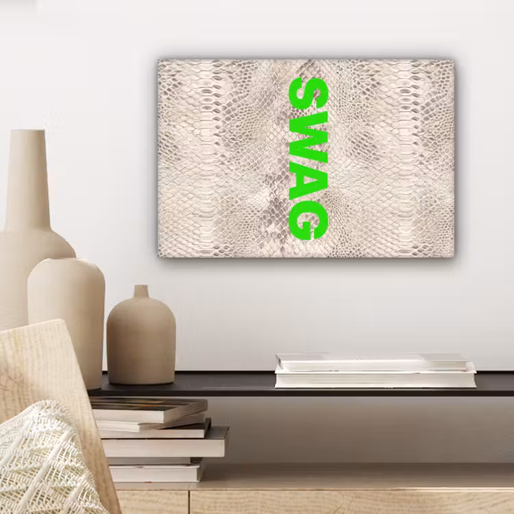 Canvas schilderij - Slangenprint - SWAG - Neon - Groen — 5