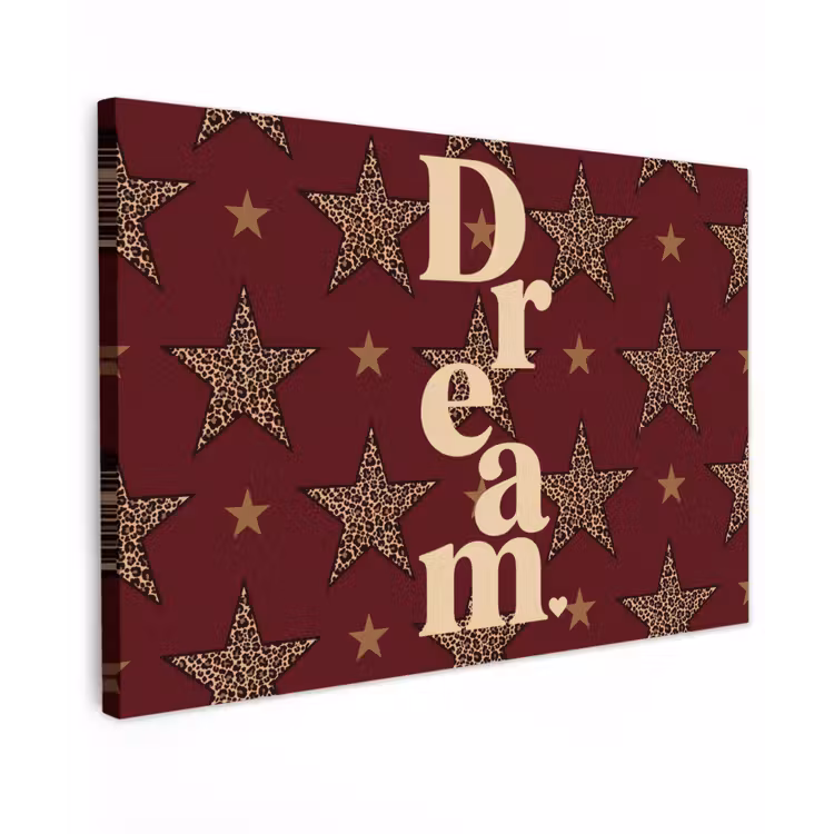 Canvas schilderij - Sterren - Luipaardprint - Dream - Bordeaux — 1